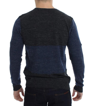 Gray Blue Crewneck Wool Sweater