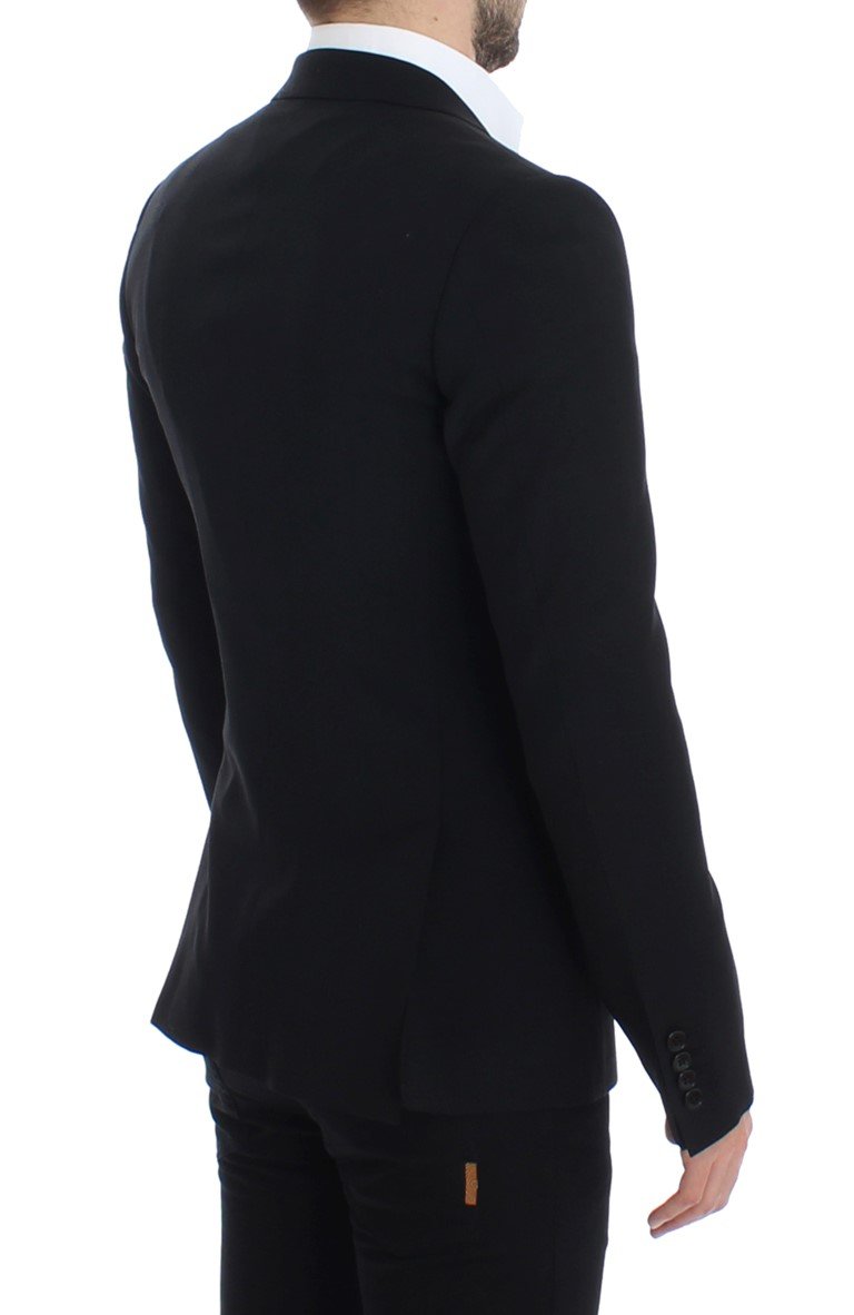 Black wool slim fit blazer