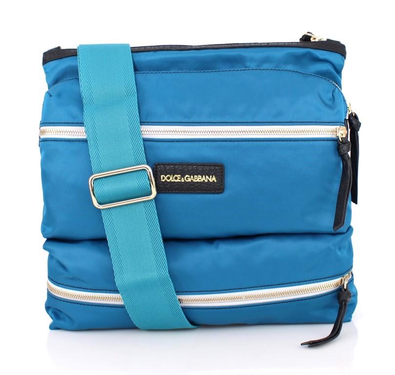 Blue canvas messenger bag