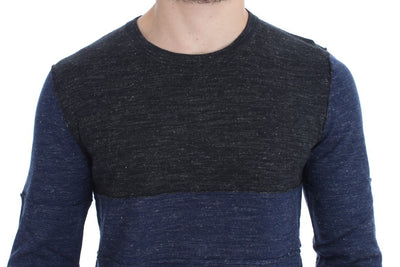 Gray Blue Crewneck Wool Sweater