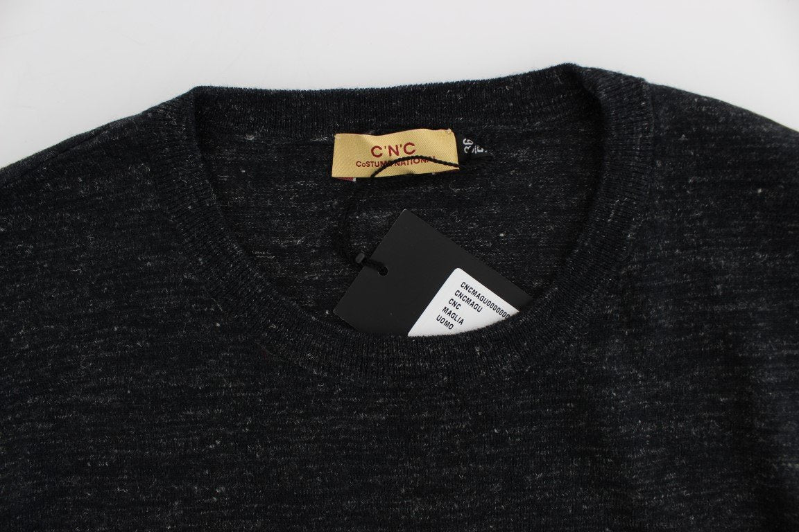 Gray Blue Crewneck Wool Sweater
