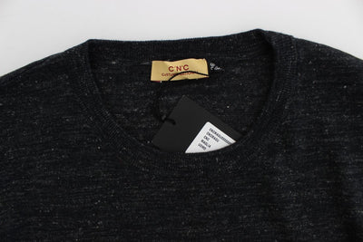 Gray Blue Crewneck Wool Sweater