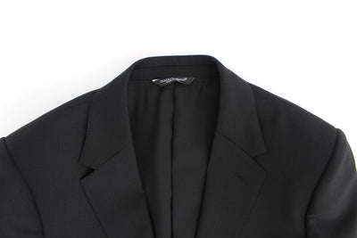 Black wool slim fit blazer