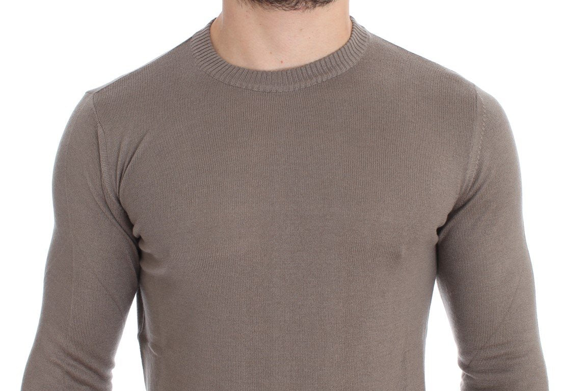 Beige Crewneck Wool Blend Sweater