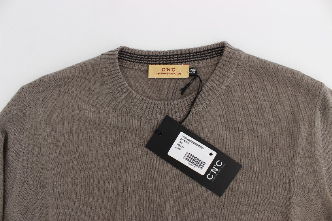 Beige Crewneck Wool Blend Sweater
