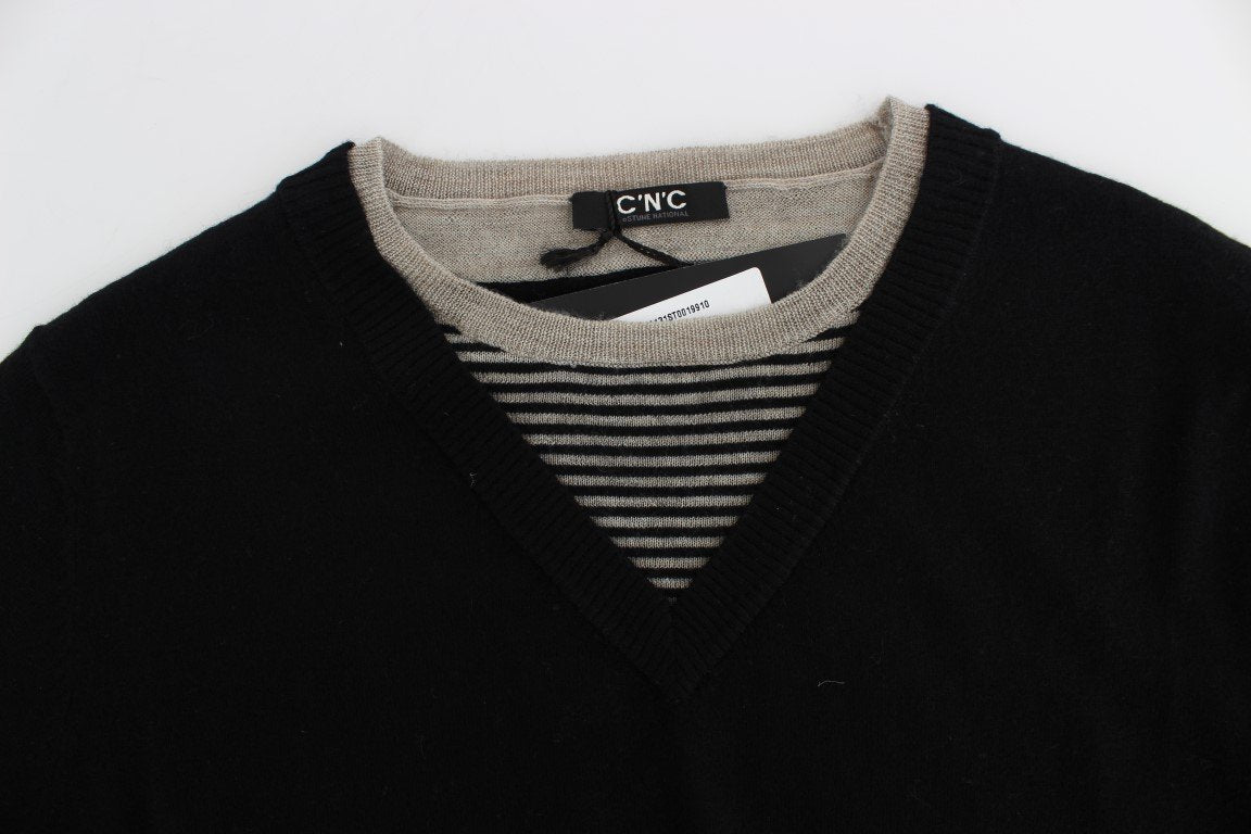 Black Crewneck Wool Blend Sweater