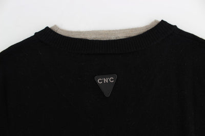 Black Crewneck Wool Blend Sweater