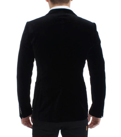 Black velvet slim fit blazer