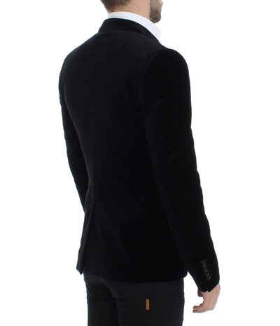 Black velvet slim fit blazer