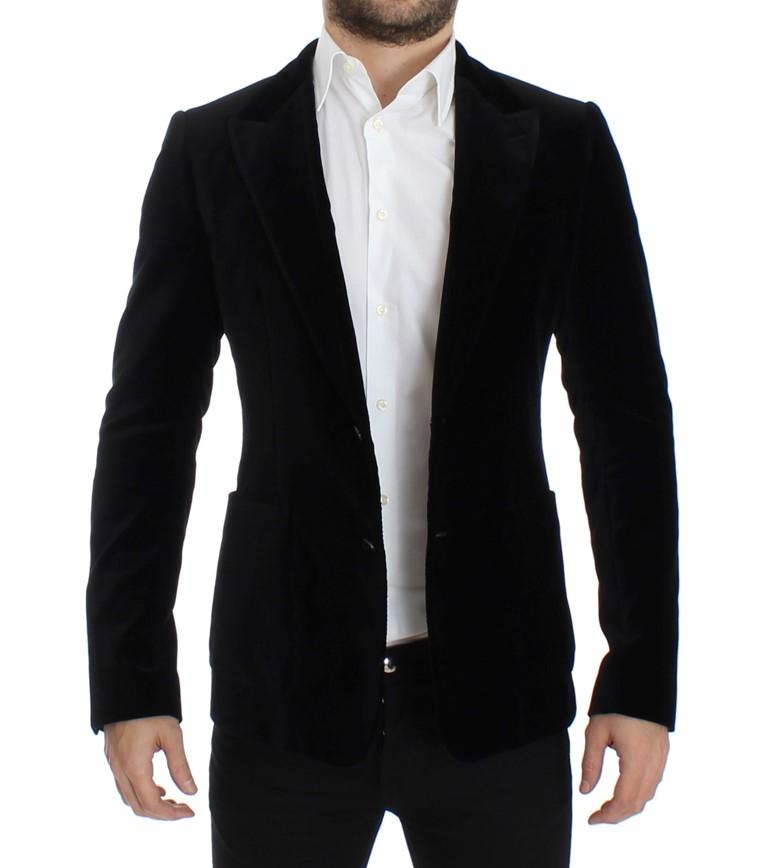 Black velvet slim fit blazer
