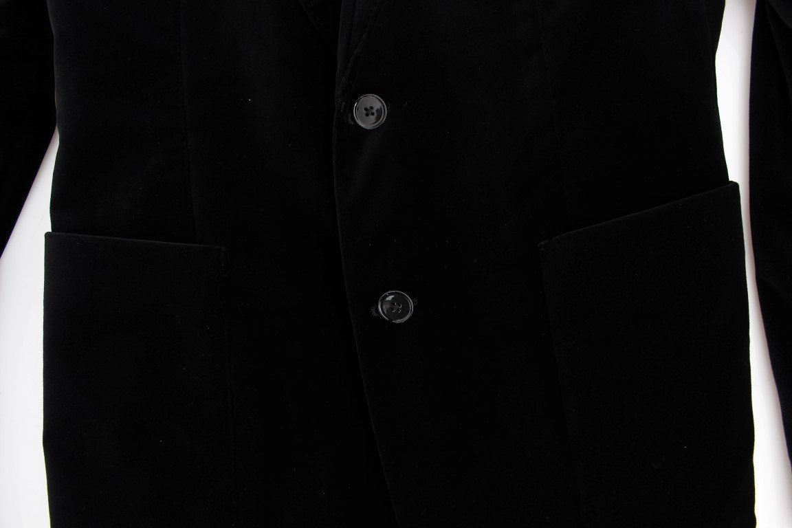 Black velvet slim fit blazer