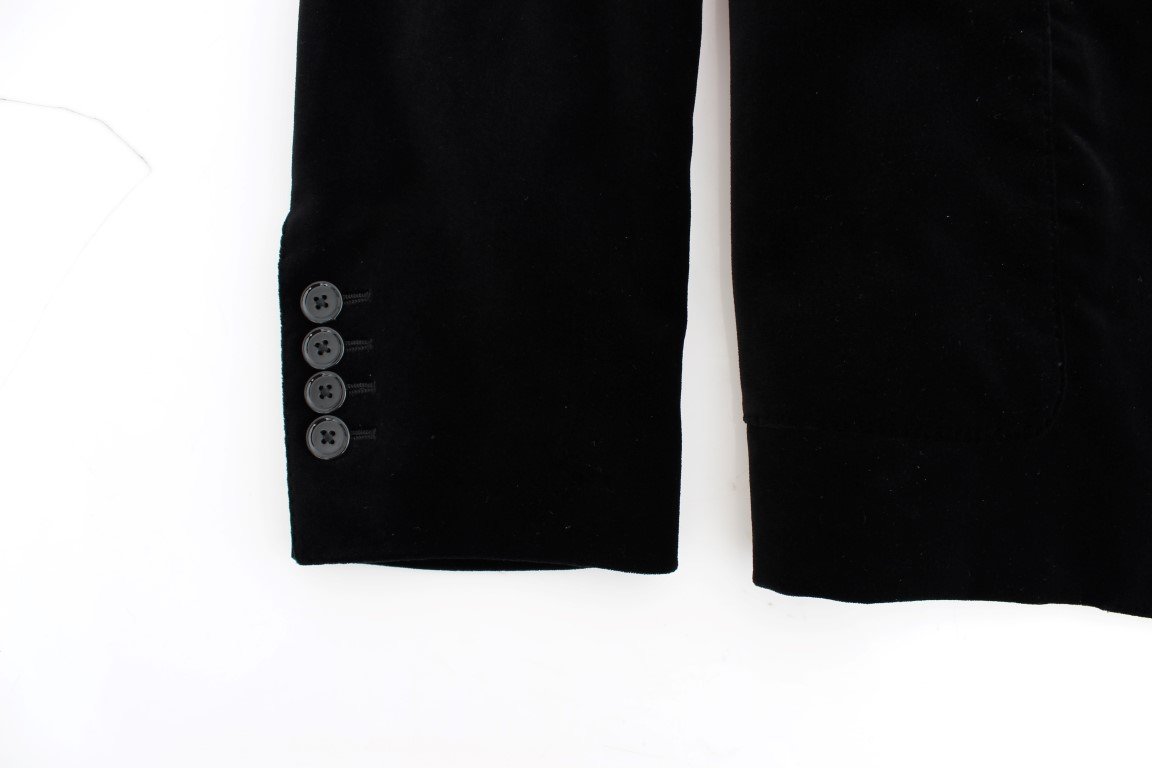 Black velvet slim fit blazer