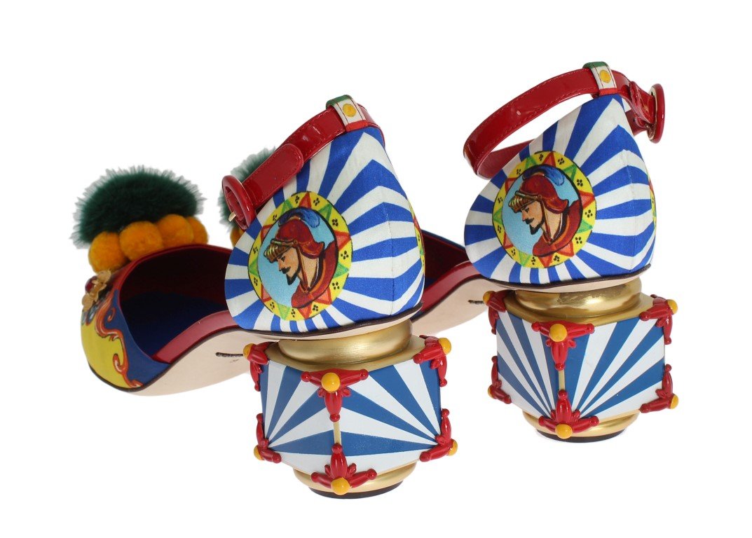 Multicolor Carretto Leather Crystal Mink Fur Shoes