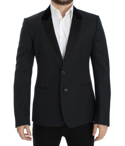 Dark green wool slim fit blazer
