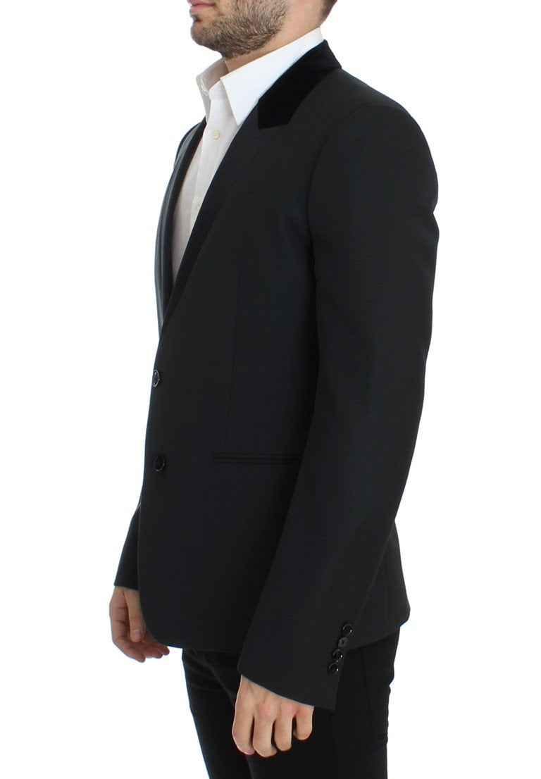 Dark green wool slim fit blazer