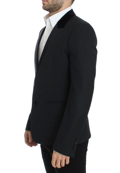 Dark green wool slim fit blazer