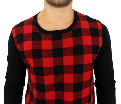 Red black checkered sweater