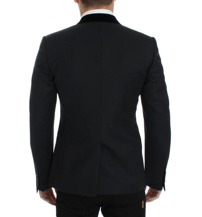 Dark green wool slim fit blazer