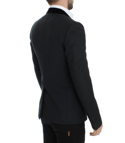 Dark green wool slim fit blazer