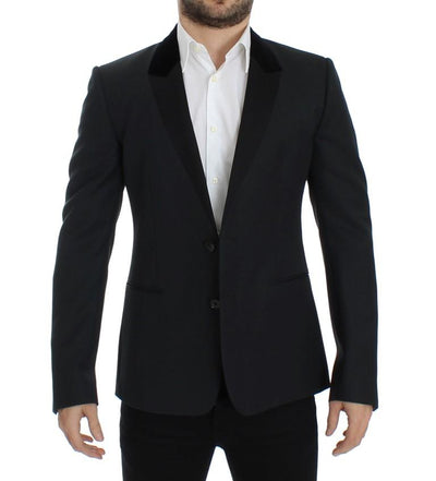 Dark green wool slim fit blazer