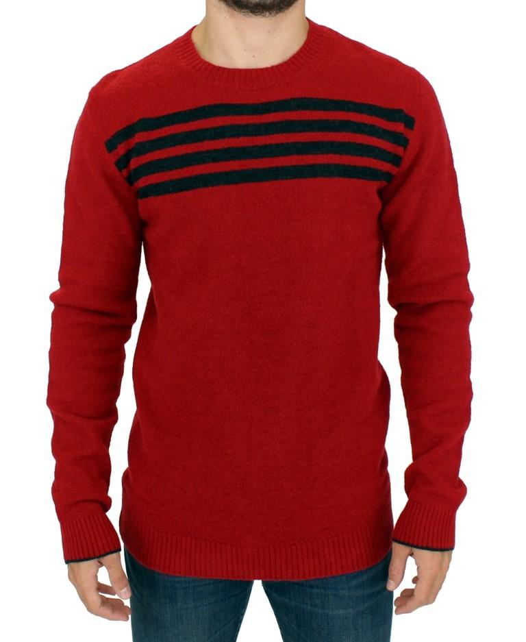 Red striped crewneck sweater