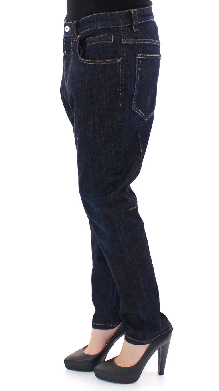 Blue Cotton Logo Baggy Fit Jeans Pants