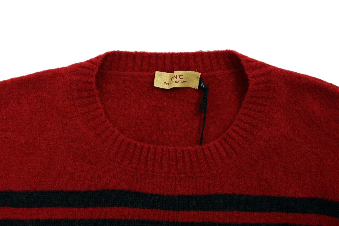 Red striped crewneck sweater
