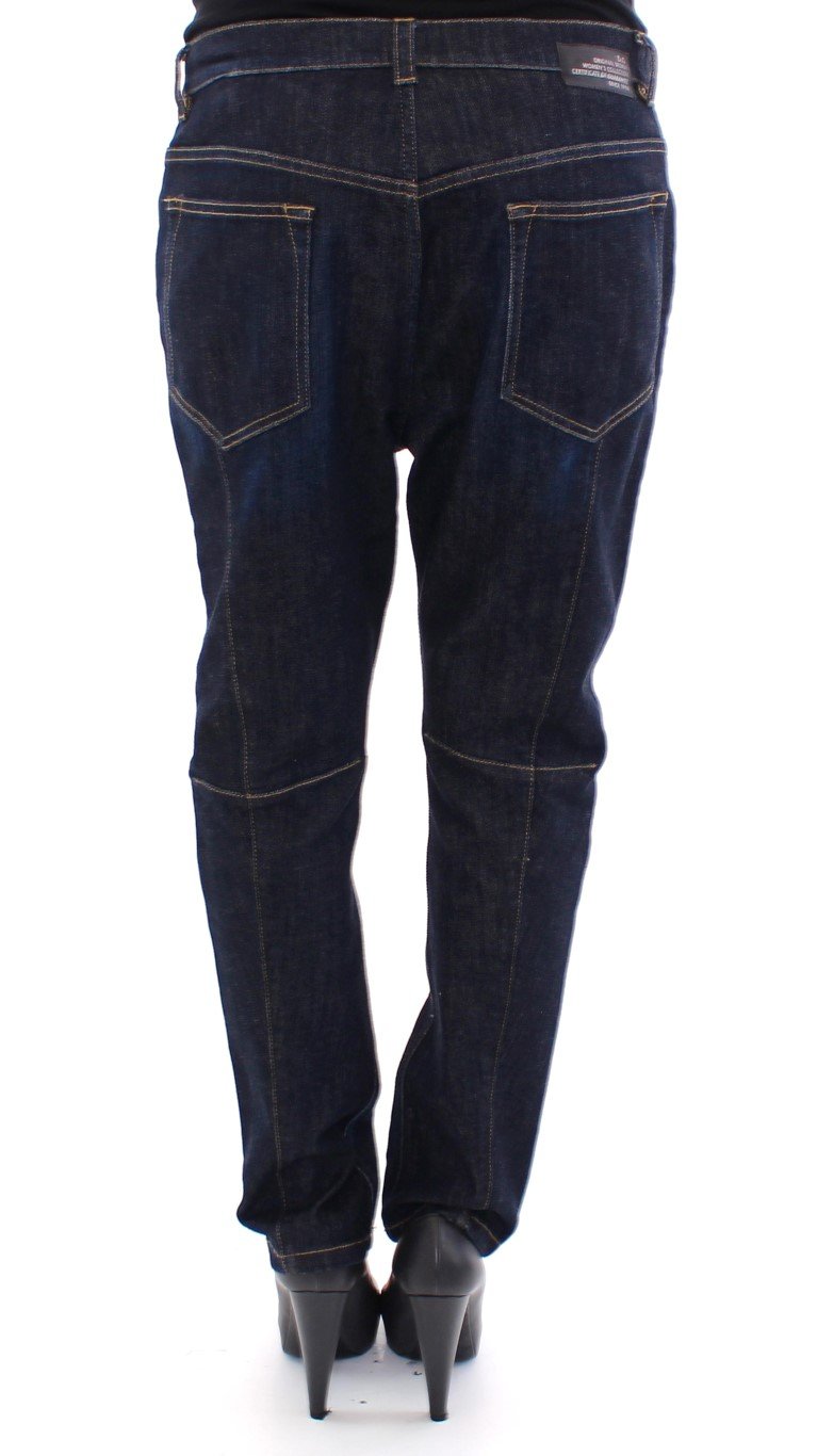 Blue Cotton Logo Baggy Fit Jeans Pants