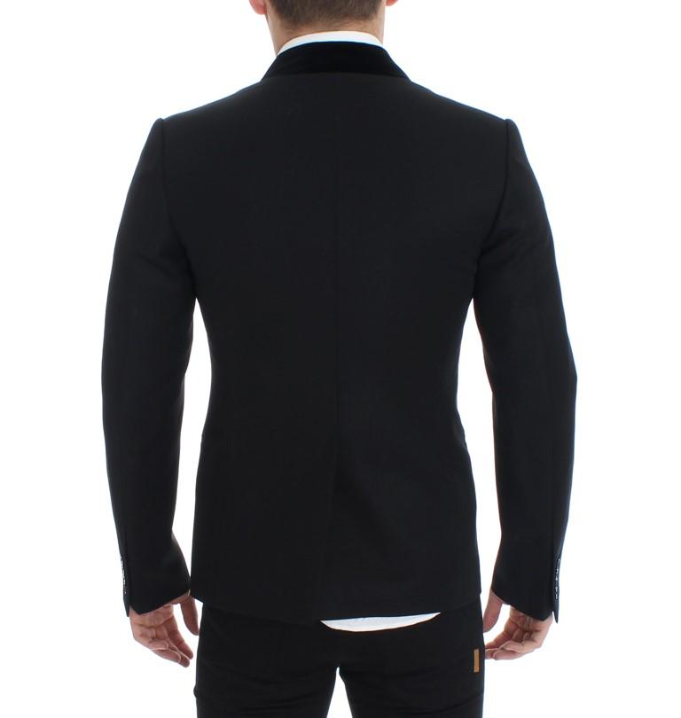 Black wool stretch slim fit blazer