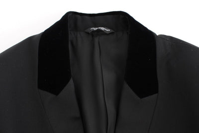 Black wool stretch slim fit blazer