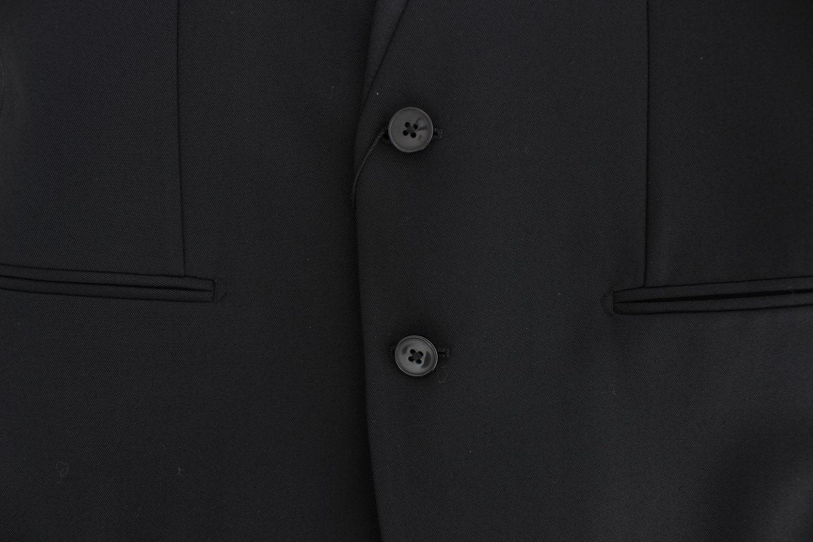 Black wool stretch slim fit blazer