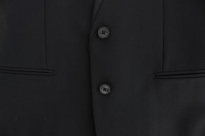 Black wool stretch slim fit blazer