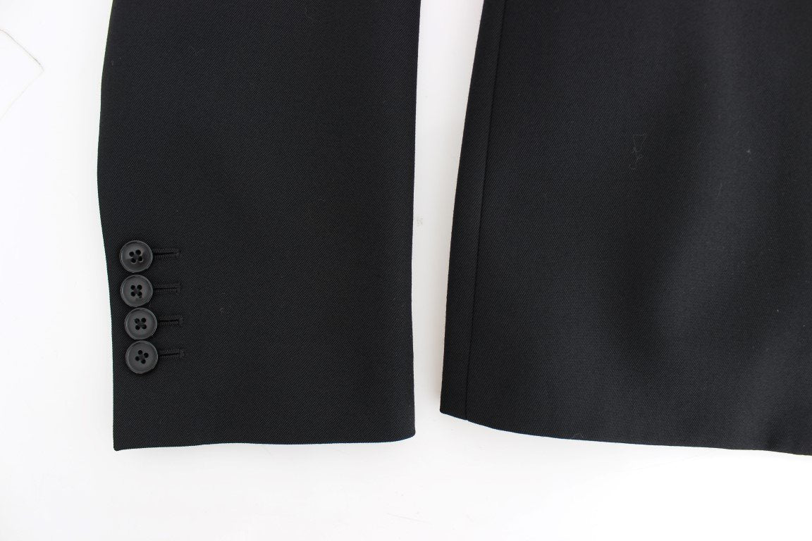 Black wool stretch slim fit blazer