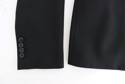 Black wool stretch slim fit blazer