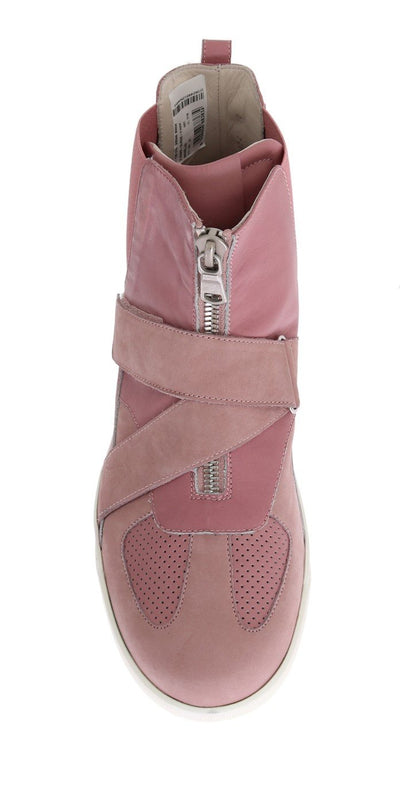 Pink Leather High Top Sneakers
