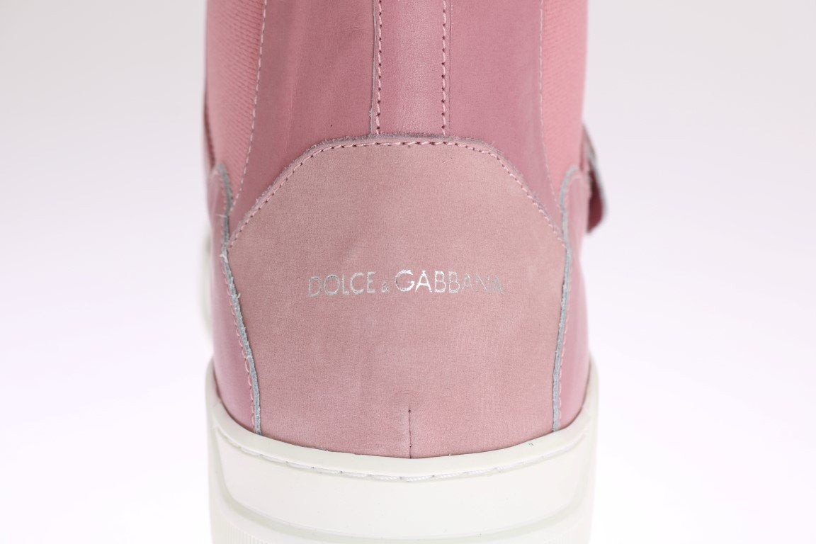 Pink Leather High Top Sneakers