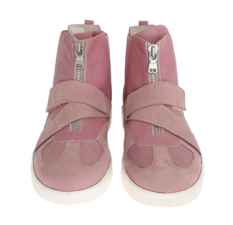 Pink Leather High Top Sneakers