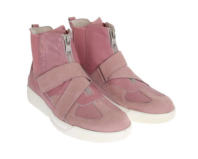 Pink Leather High Top Sneakers