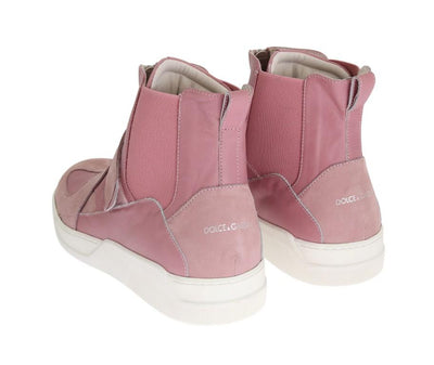 Pink Leather High Top Sneakers