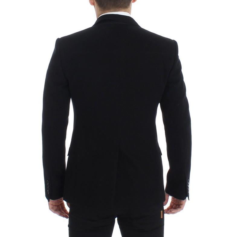 Black cotton SICILIA slim fit blazer