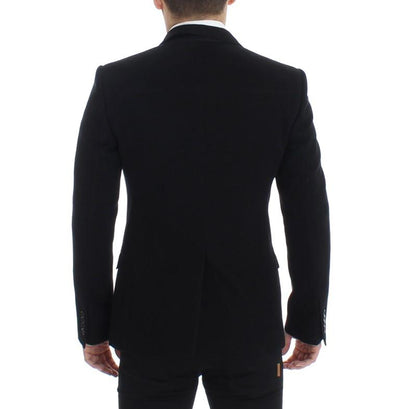Black cotton SICILIA slim fit blazer