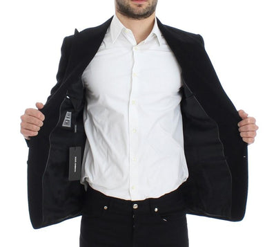 Black cotton SICILIA slim fit blazer