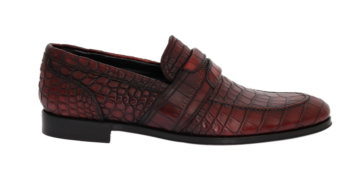 Bordeaux Crocodile Skin Loafers
