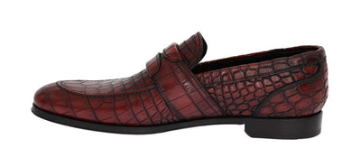 Bordeaux Crocodile Skin Loafers