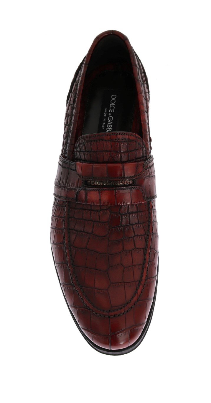 Bordeaux Crocodile Skin Loafers