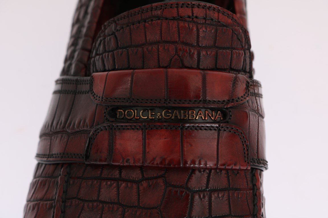 Bordeaux Crocodile Skin Loafers