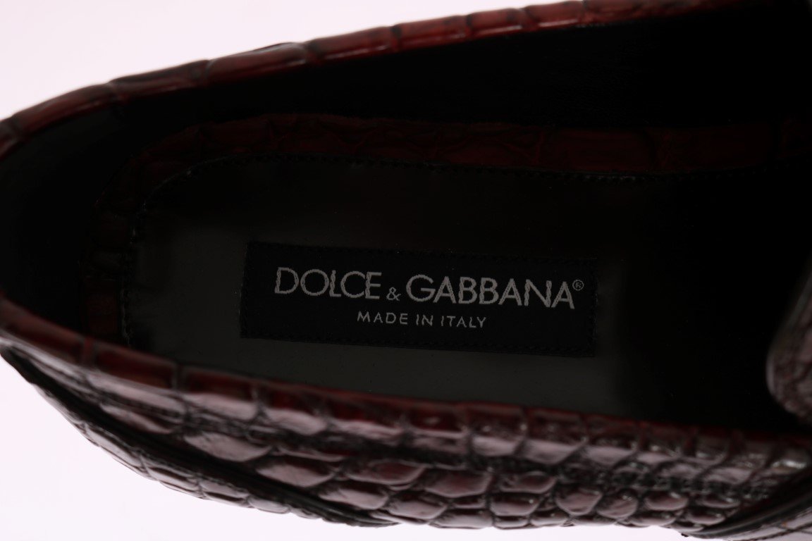 Bordeaux Crocodile Skin Loafers