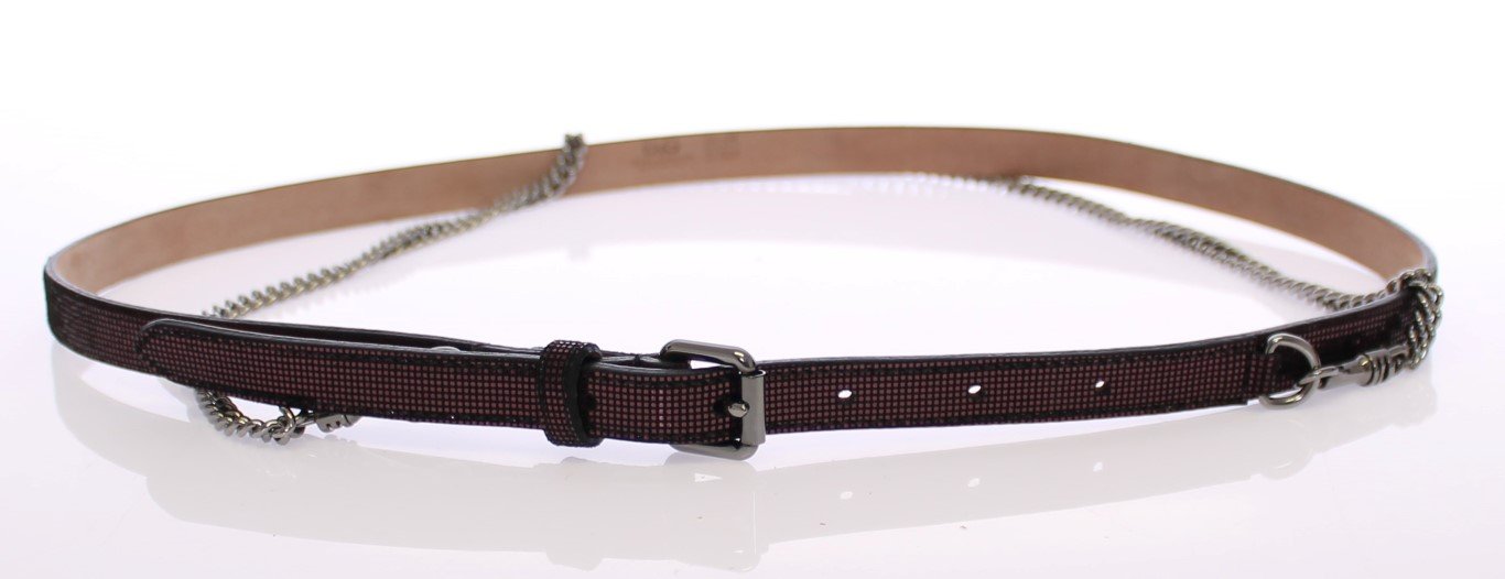 Purple Leather Logo Chain Belt