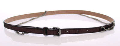 Purple Leather Logo Chain Belt
