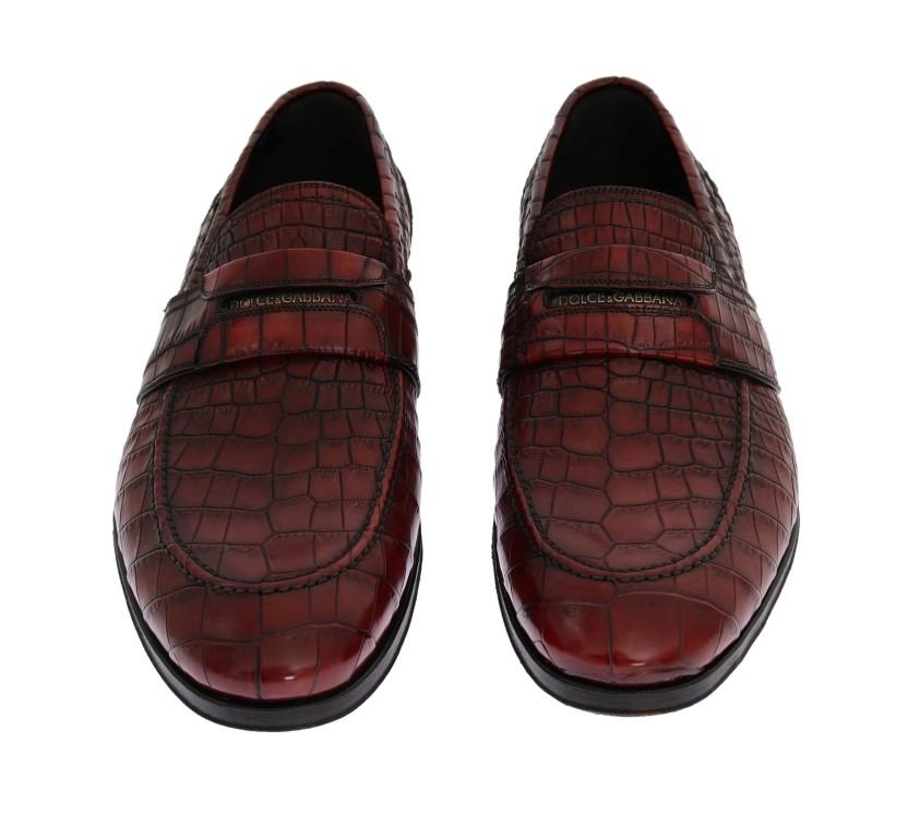 Bordeaux Crocodile Skin Loafers